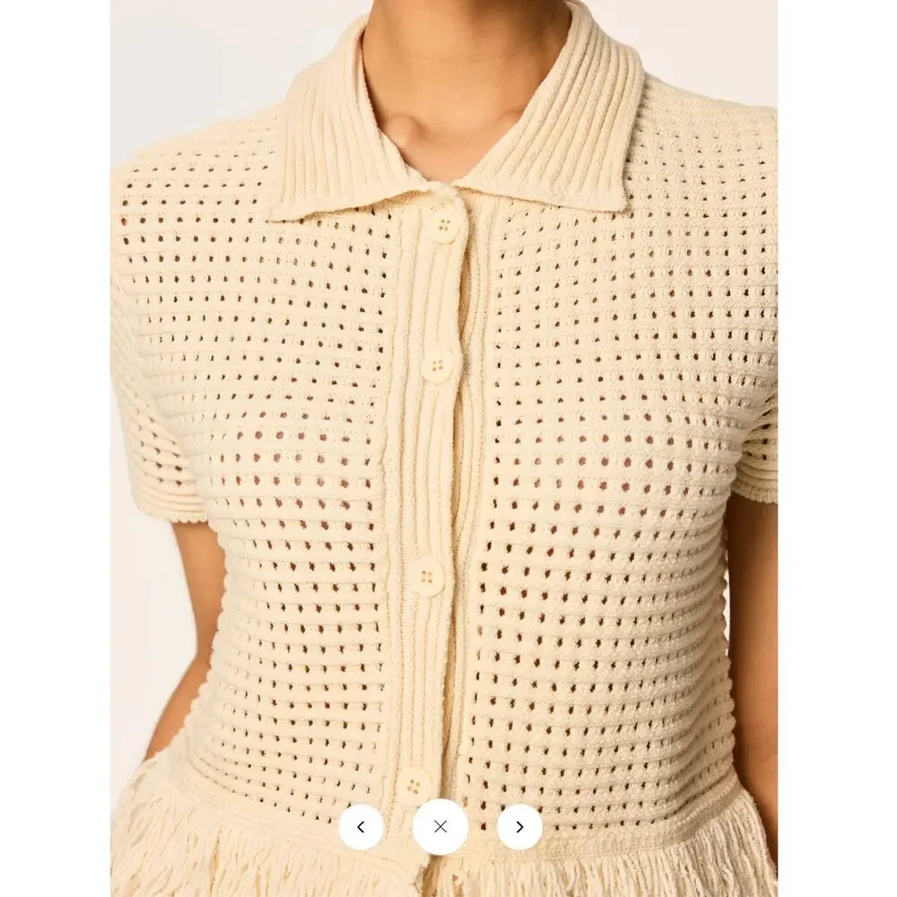 NWT commense ringed Mesh-Knit Polo Short Sleeve Top Sz M - Picture 3 of 4